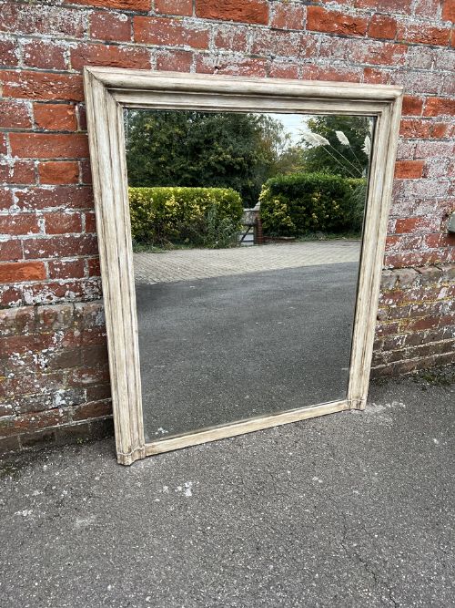 A Fabulous Highly Useful Size Antique French 19th Century Carved Wood Painted Overmantle Mirror.