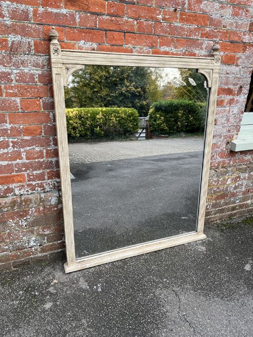 A Wonderful Large English Early 20th Century Carved Wood Painted Overmantle Mirror.