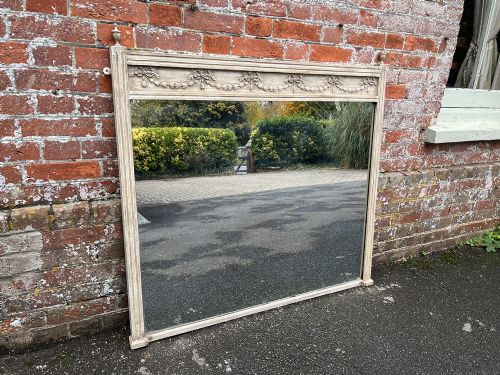 A Stunning Highly Useful Size Antique English 19th Century Carved Wood & Gesso Painted Overmantle Mirror.