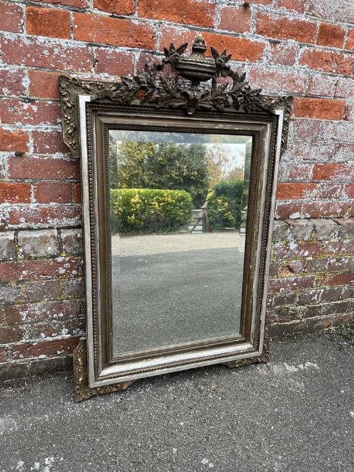 A Delightful Good Size Antique French 19th Century Carved Wood & Gesso Silver/gilt Mirror.