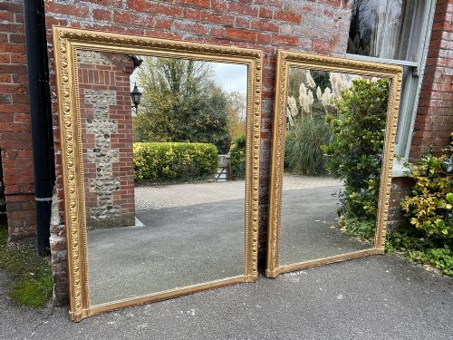 A Highly Exceptional Pair of Antique French 19th Century Carved Wood & Gesso Original Gilt Mirrors.
