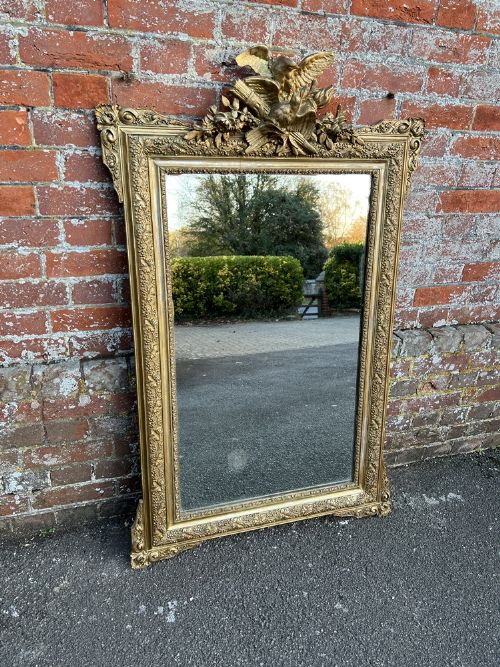 A Wonderful Good Size Antique French 19th Century Carved Wood & Gesso Original Silver/gilt Mirror.