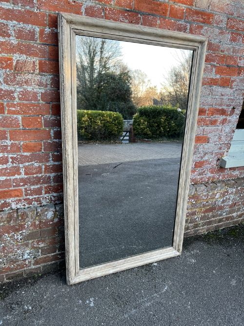 A Wonderful Large Antique French 19th Century Carved Wood & Gesso Painted Plain Mirror.