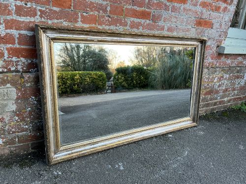A Superb Large Antique French 19th Century Carved Wood & Gesso Original Silver/gilt Mirror.
