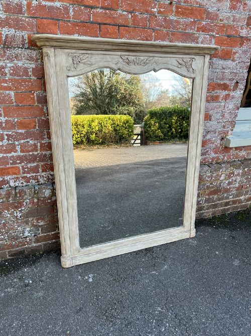 A Superb Large Antique French 19th Century Carved Wood Painted Mirror