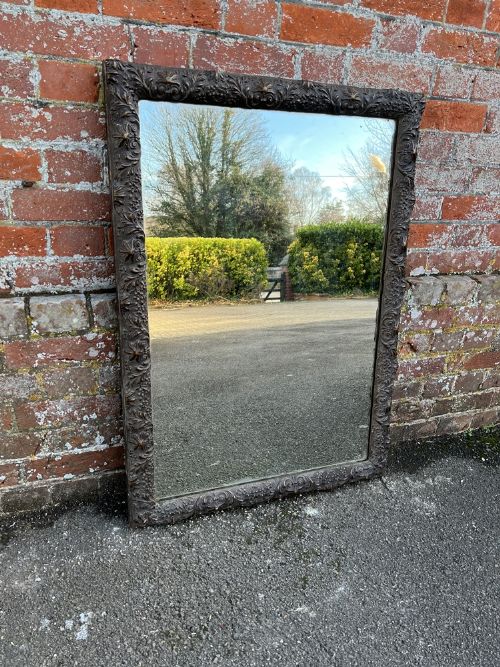 A Wonderful Good Size Antique French 19th Century Brass Decorated Framed Mirror.