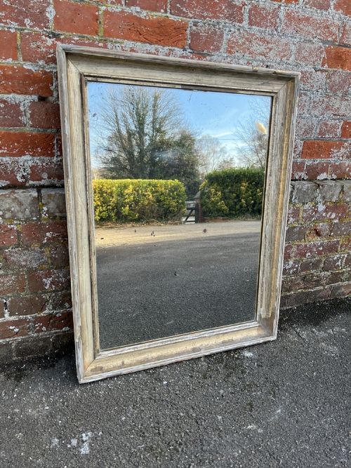 A Superb Antique French 19th Century Carved Wood & Gesso Original Distressed Silvered Mirror.