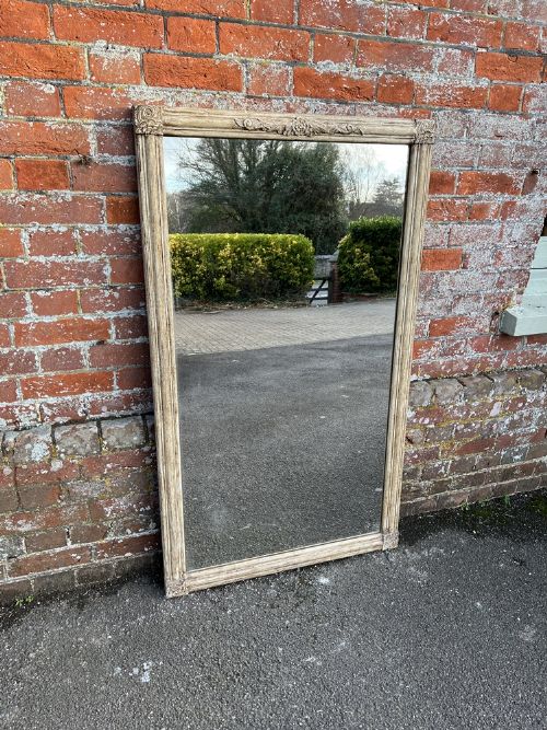 A Fabulous Large Antique French 19th Century Carved Wood & Gesso Painted Mirror.