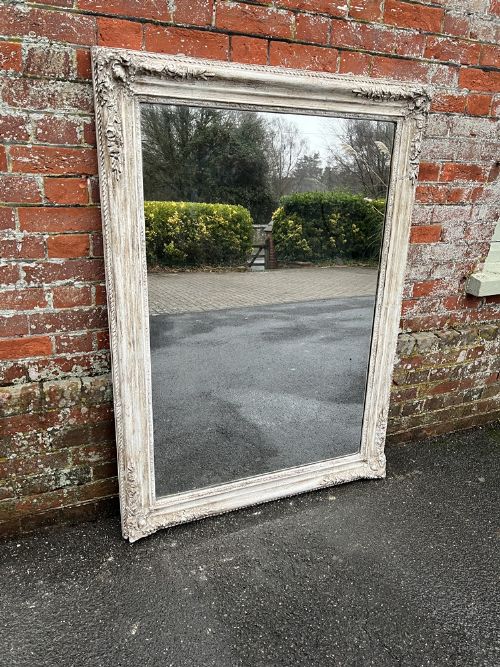 A Superb Large Antique French 19th Century Carved Wood & Gesso Painted Ornate Framed Louis Philippe Mirror.