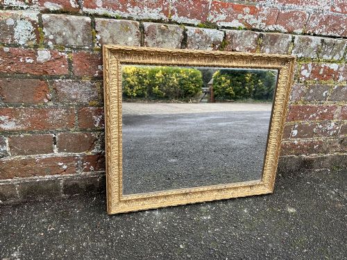 A Highly Useful Size Antique French 19th Century Carved Wood & Gesso Original Gilt Mirror.