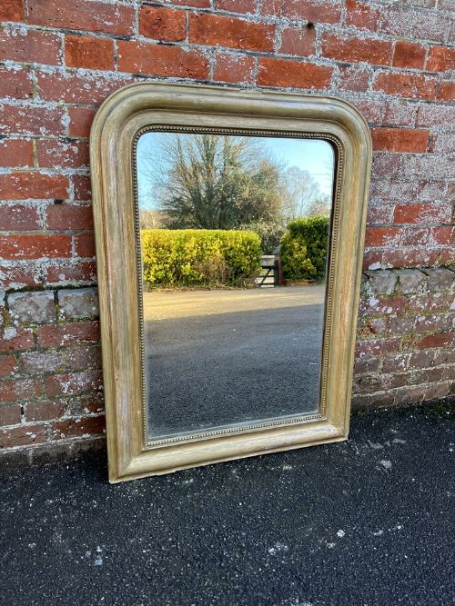 A Fabulous Good Size Antique French 19th Century Carved Wood & Gesso Arched Top Silver/gilt Louis Philippe Mirror.