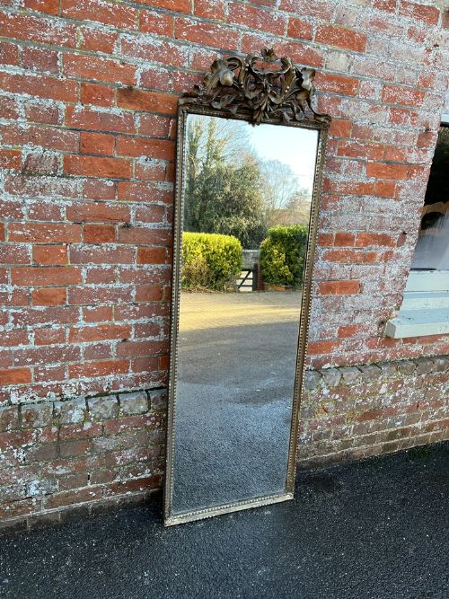 A Wonderful Large Antique French 19th Century Carved Wood & Gesso Original Silver/gilt Mirror.