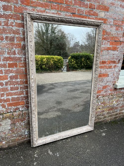 A Fabulous Large Antique French 19th Century Carved Painted Framed Mirror.