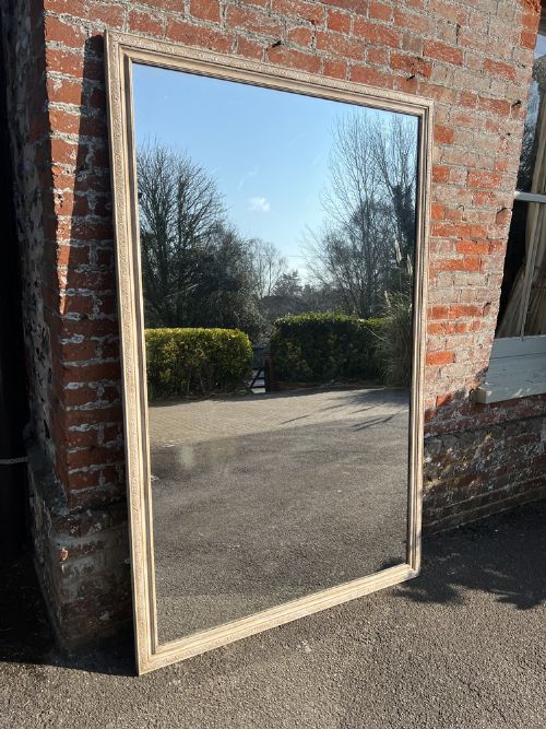 An Exceptional Large Antique French 19th Century Carved Wood & Gesso  Painted Mirror.