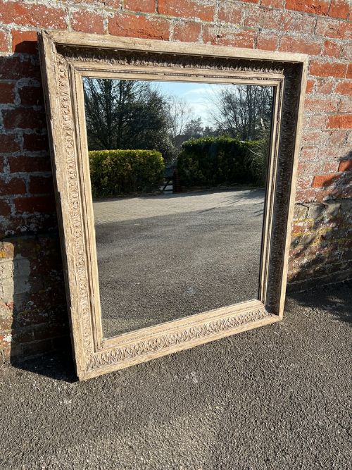 A Wonderful Large Antique French 19th Century Carved Wood and Gesso Painted Mirror.