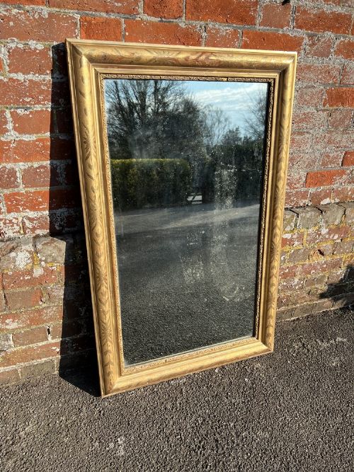 A Delightful Good Size Antique French 19th Century Carved Wood & Gesso Etched Framed Original Gilt Mirror.