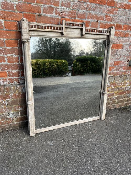 A Delightful Highly Useful Size Antique English 19th Century Carved Wood Painted Overmantle Mirror.
