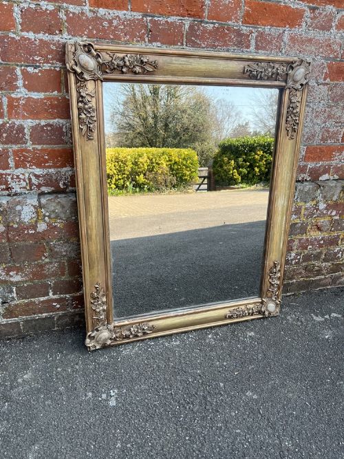 A Stunning Highly Useful Size Antique French 19th Century  Carved Wood & Gesso Gilt Louis Philippe Mirror.