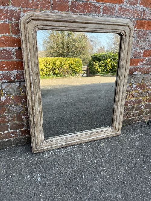 A Fabulous Unusual Antique French 19th Century Carved Wood & Gesso Painted Arched Top Mirror.