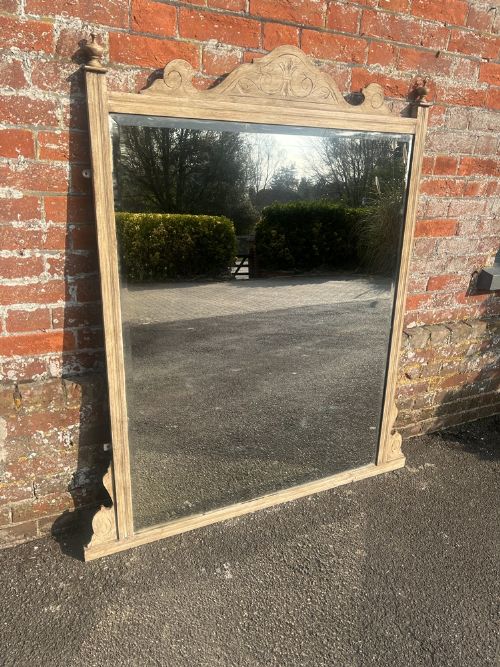 A Delightful Large Early 20th Century English Carved Wood Painted Overmantle Mirror.