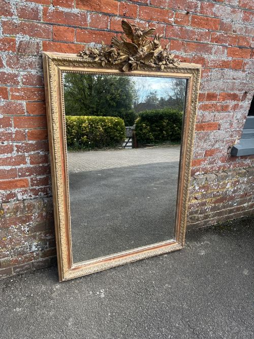 A Delightful Large Antique French 19th Century 19th Century Carved Wood & Gesso Gilt Mirror.