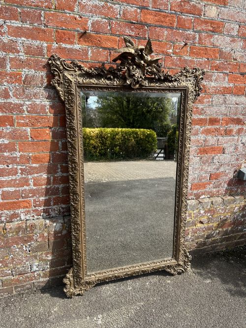 A Superb Large Antique French 19th Century Carved Wood & Gesso Ornate Framed Gilt Mirror.
