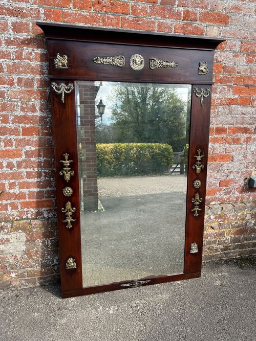 An Exceptional Large Antique French 19th Century Carved Wood Empire Mirror.