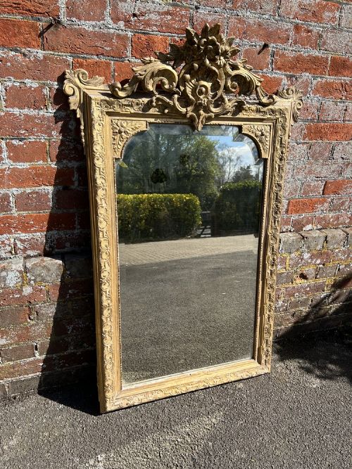 A Spectacular Good Size Antique French 19th Century Carved Wood & Gesso Gilt Mirror.