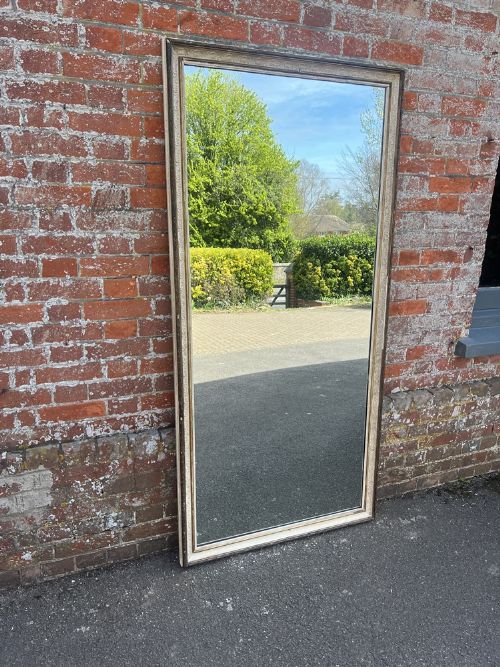 A Wonderful Large Antique French 19th Century Carved Wood & Gesso Cream and Gilt Mirror.