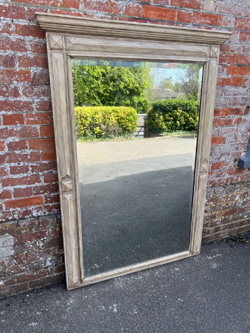 A Delightful Large Antique French 19th Century Carved Wood Painted Mirror.
