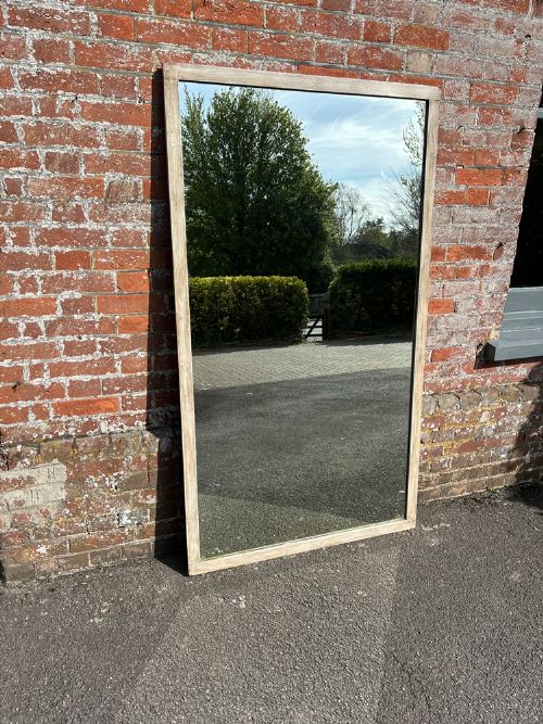 A Delightful Large Antique English 19th Century Carved Wood Painted Plain Mirror.