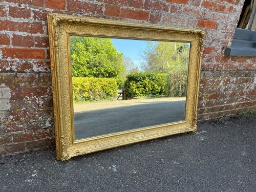 A Stunning Antique English 19th Century Carved Wood & Gesso Gilt Mirror.
