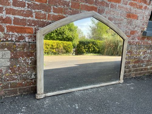 A Superb Antique English 19th Century Carved Wood Gothic Style Plain Overmantle Mirror.