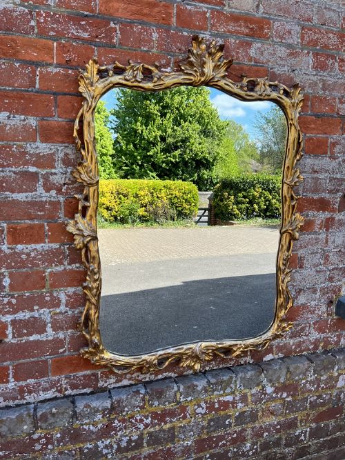 A Delightful Antique French Early 20th Century Carved Wood Gilt Mirror.