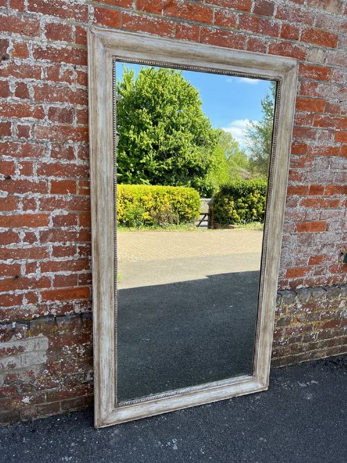 A Superb Large Antique French 19th Century Carved Wood & Gesso Painted Mirror.