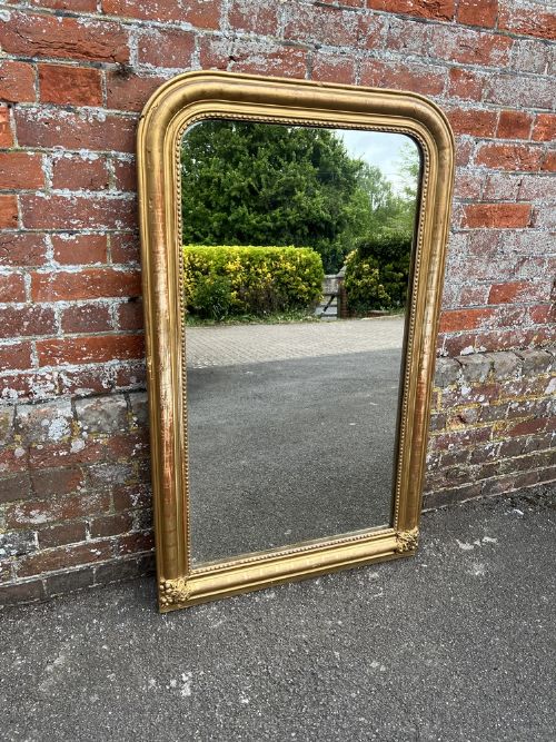 A Fabulous Good Size Antique French 19th Century Carved Wood & Gesso Gilt Etched Framed Mirror.
