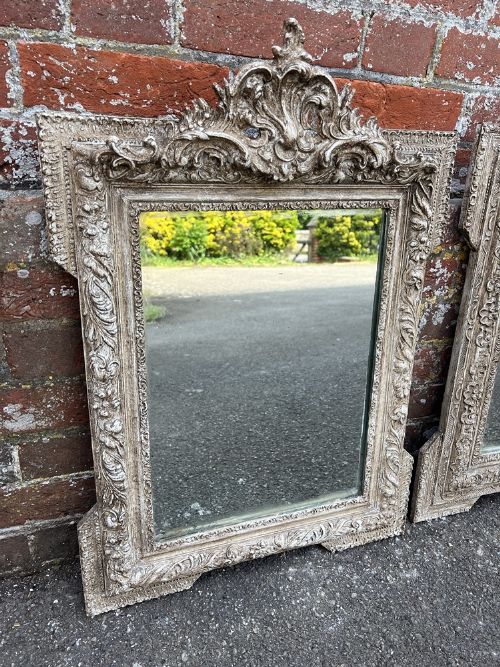 A Wonderful Highly Useful Size Antique French 19th C Carved Wood & Gesso Painted Mirror.