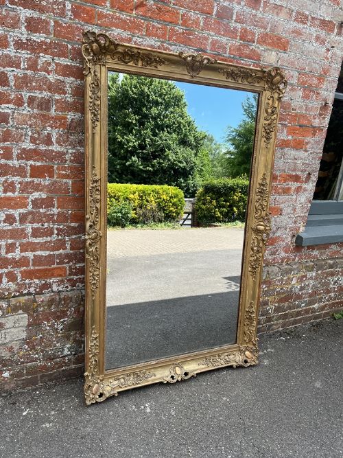 An Exceptional Large Antique French 19th Century Carved Wood & Gesso Gilt Louis Philippe Mirror.