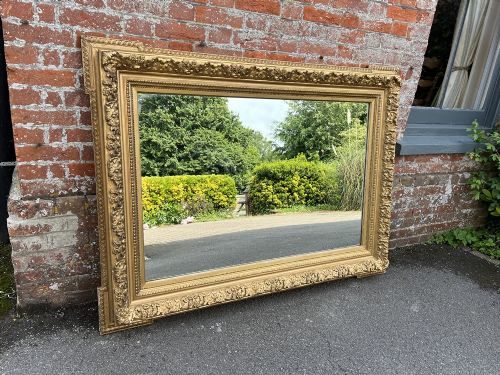 A Stunning Large Antique French 19th Century Carved Wood & Gesso Original Gilt Mirror.