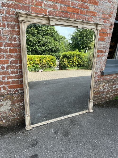 A Superb Large Antique English 19th Century Painted Overmantle Mirror.