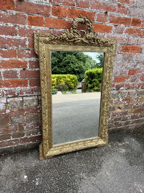 A Delightful Good Size Antique French 19th Century Carved Wood & Gesso Gilt Mirror.