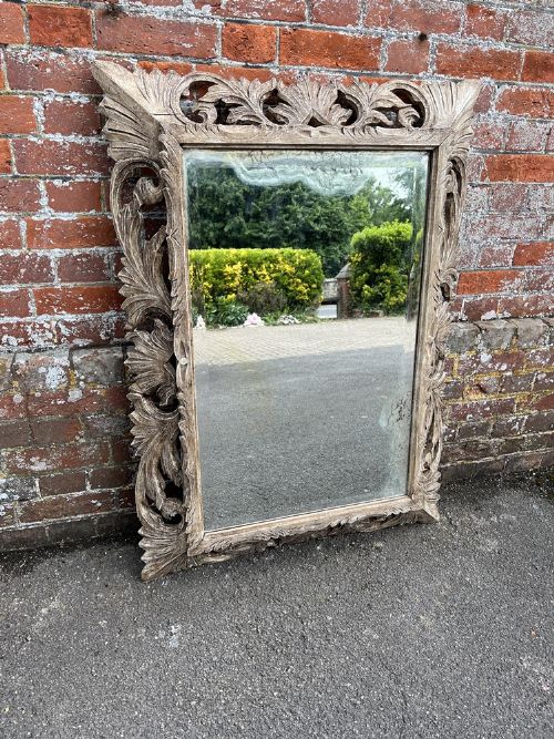 A Fabulous Antique French 19th Century Carved Wood Painted Mirror.
