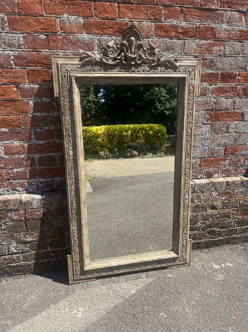 A Wonderful Good Size Antique French 19th Century Carved Wood & Gesso Painted Mirror.