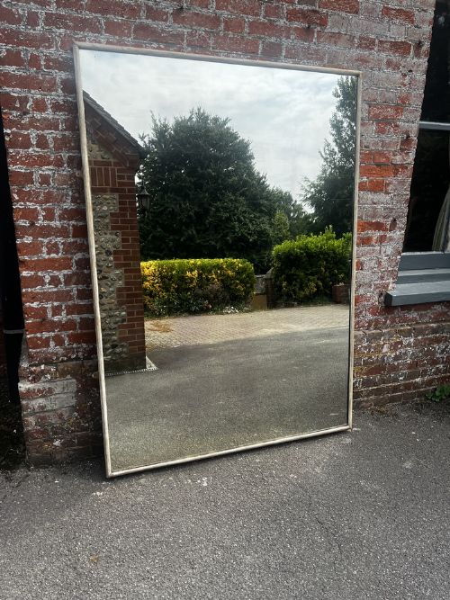 A Stunning Large 19th Century French Carved Wood & Gesso Painted Bistro Mirror.