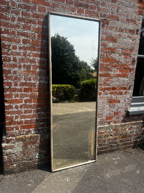 A Delightful Large Antique French 19th Century Carved Wood & Gesso Painted Bistro Mirror.