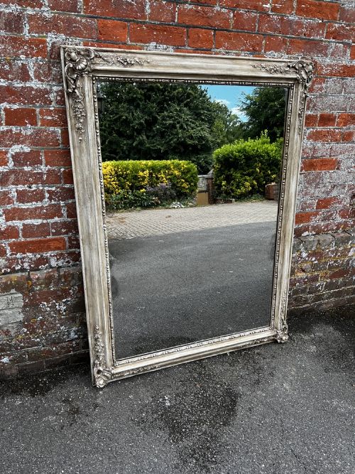 A Delightful Large Antique French 19th Century Carved Wood & Gesso Painted Louis Philippe Mirror.