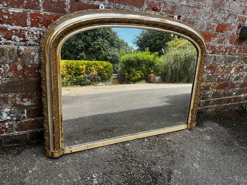 A Fabulous Highly Useful Size Antique English 19th Century Carved Wood & Gesso Original Silver/gilt Overmantle Mirror.