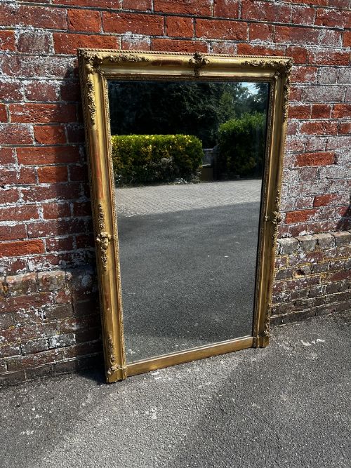 Superb Large Antique French 19th Century Carved Wood & Gesso Original Gilt Louis Philippe Overmantle Mirror.