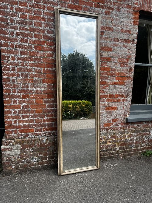 A Fabulous Large Antique French 19th Century Carved Wood & Gesso Painted Plain Mirror.