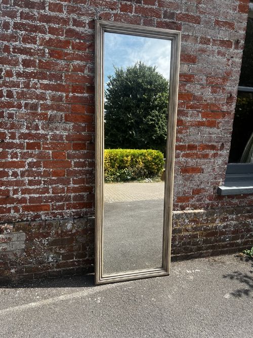 A Fabulous Large Antique French 19th Century Carved Wood Painted Plain Mirror.
